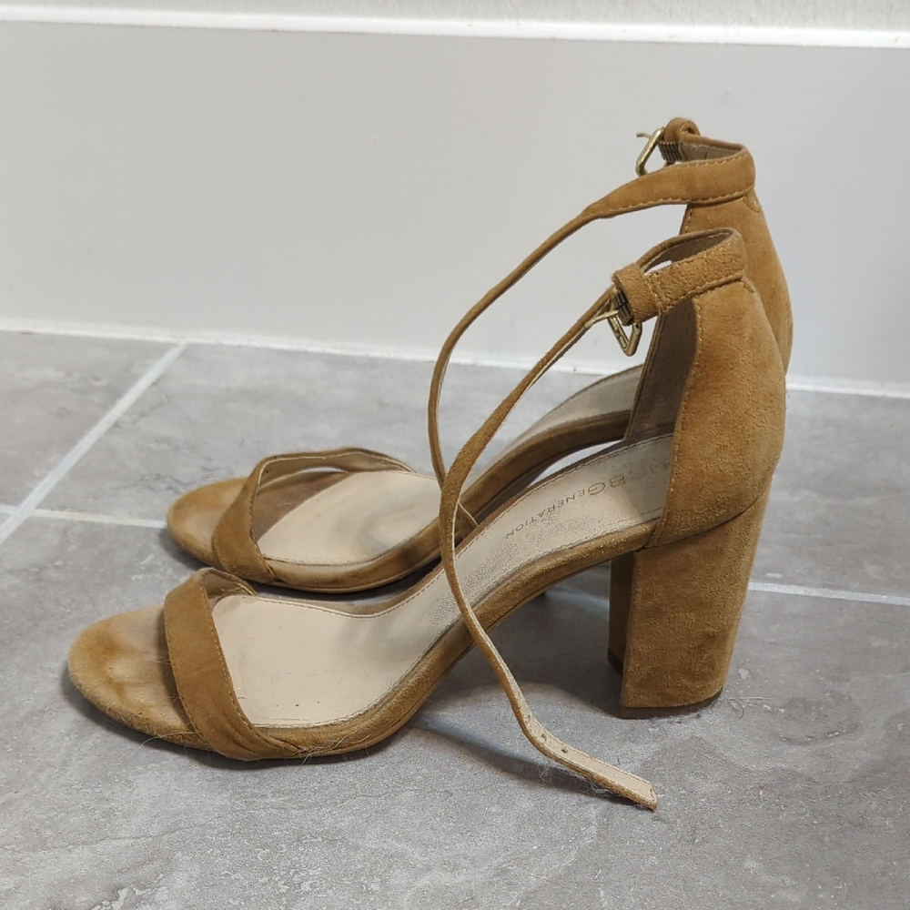 Brown Suede Ankle Strap Heels